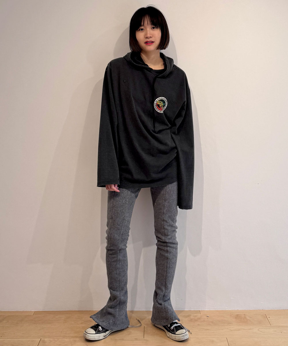 SUPER FINE DRY DAMAGE L/S HOODIE（RASTER CIRCLE）｜HOLIDAY