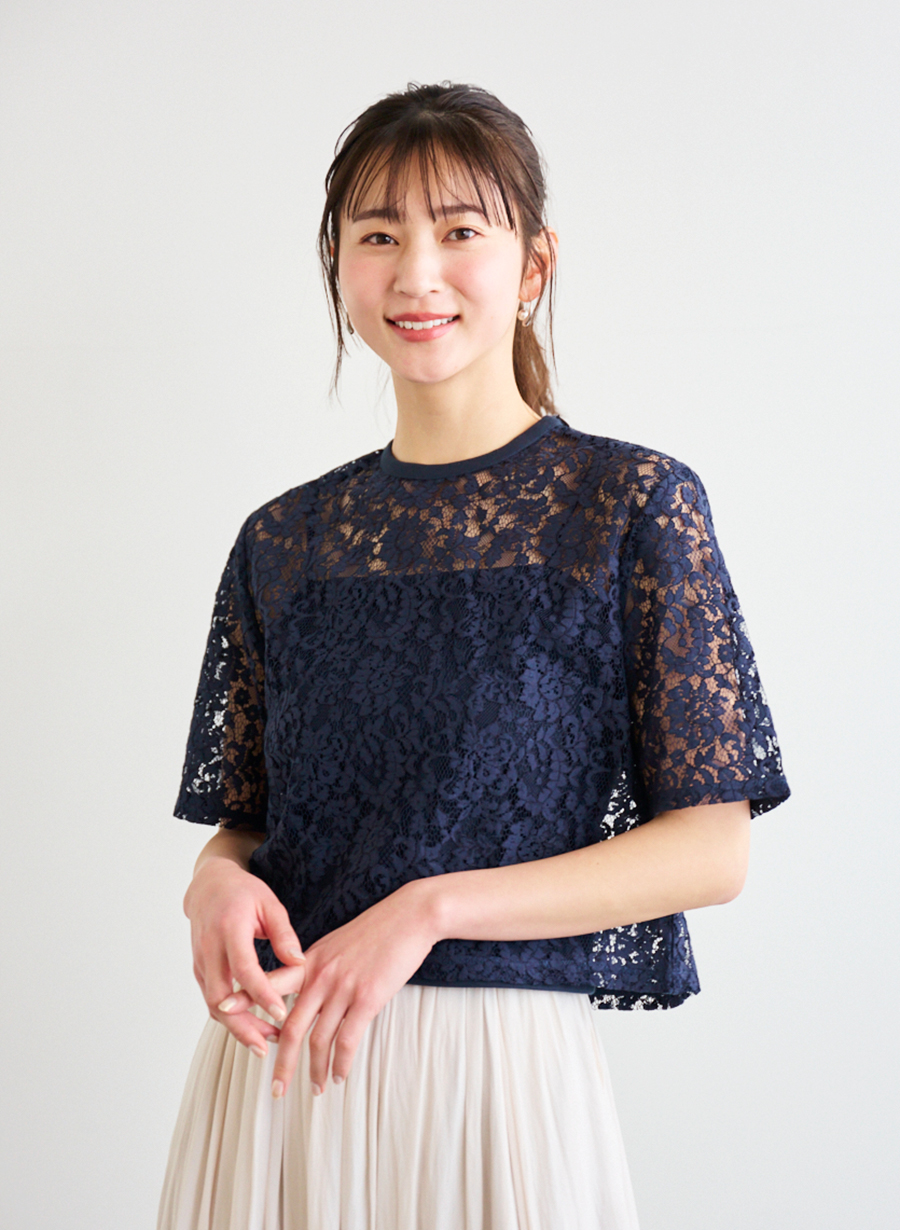 佐藤佳菜子さんコラボ】クロップドレースブラウス｜LOUNIE（ルーニィ