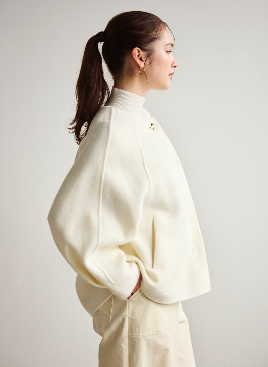 super 100's＞リバーノーカラーショートコート｜LOUNIE（ルーニィ