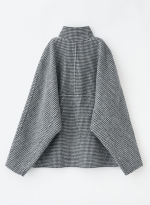 メリノウール＞千鳥柄スタンドカラーリバーコート｜LOUNIE（ルーニィ