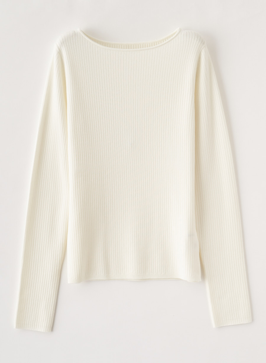 ワイドリブボートネックニットプルオーバー｜LOUNIE（ルーニィ）公式