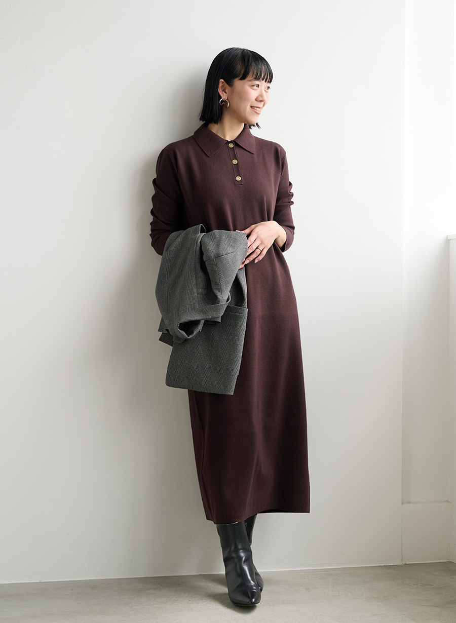 ポロラルフローレン ウール100% エルボーパッチ ニットワンピース