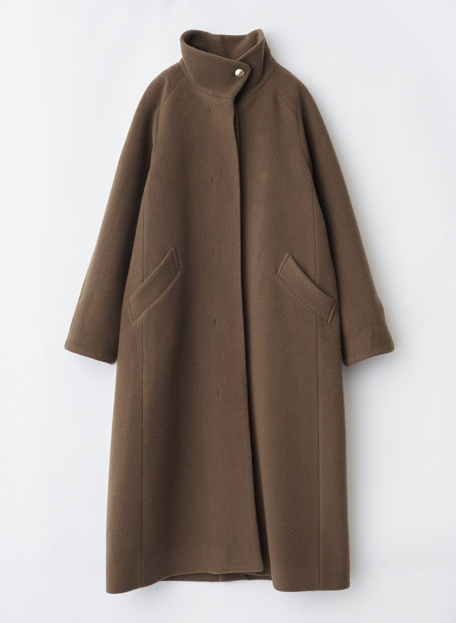 メリノウール＞スタンドカラーベルテットロングコート｜LOUNIE