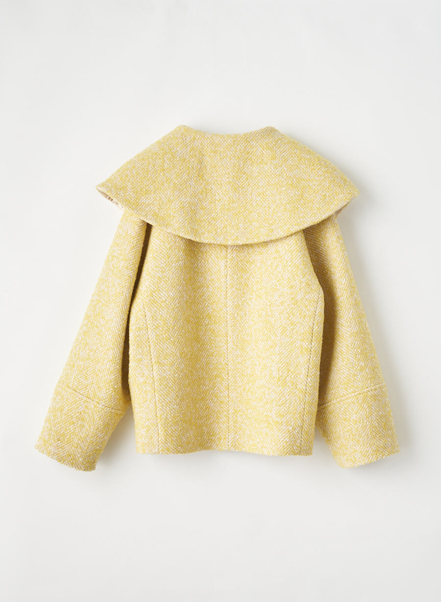 EC限定】ビッグカラーヘリンボンショートコート｜LOUNIE（ルーニィ