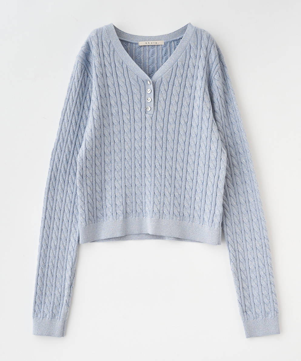 ミニケーブルプルオーバー+ストレートスカート ニットアップ｜Stola