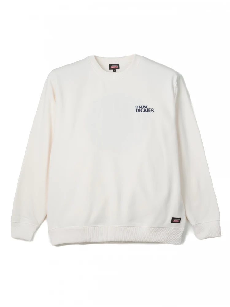 オフホワイト 【GENUINE DICKIES】裏起毛バック刺繍トレーナー