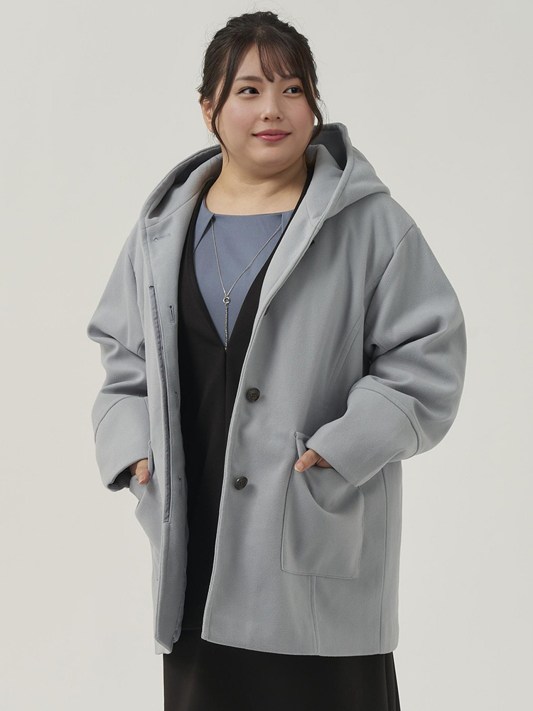 ネイビー ウールテックフーデットミドルコート | フォーエル公式通販