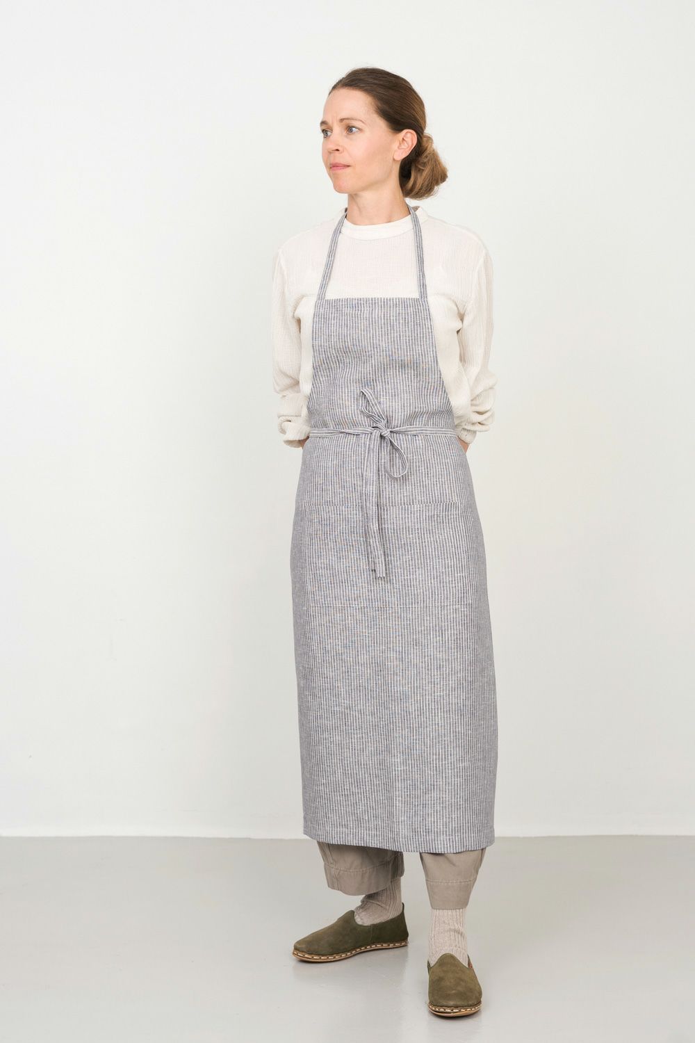 リネン フルエプロン グレーホワイトストライプ | fog linen work