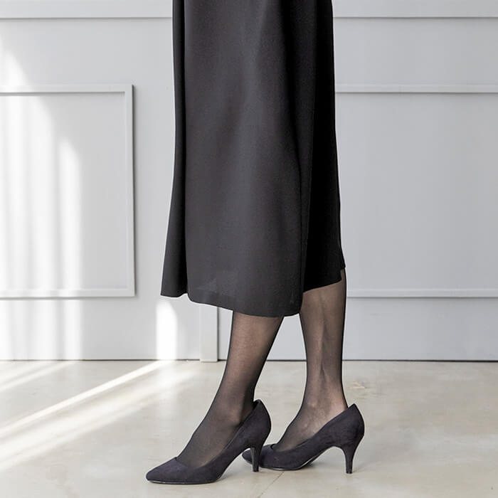 優しい印象のドロップショルダーワンピース L・ブラック｜東京