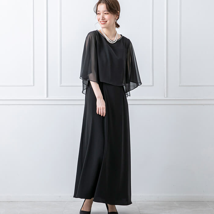 エレガントで美しいケープロングドレス 9号・ワイン｜東京ソワール