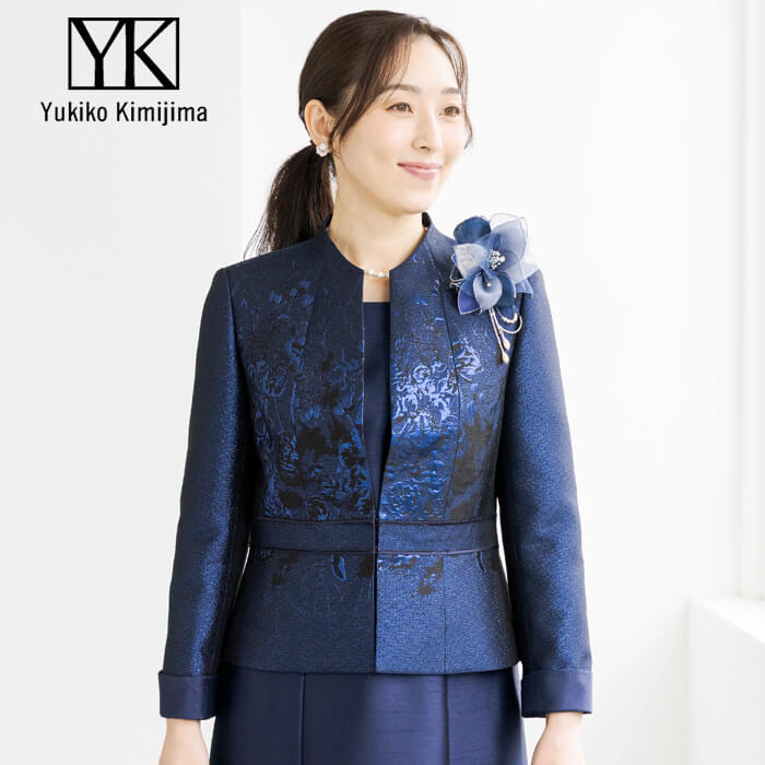 品格漂うラメジャカードジャケット 13号・ネイビー｜東京ソワール