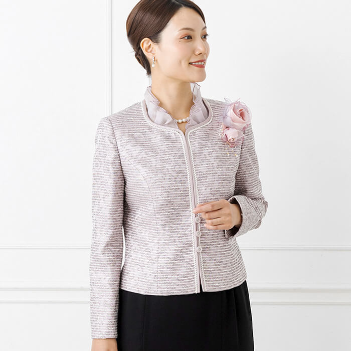 フリルカラーのフォーマルジャケット 9号・モーヴピンク｜東京