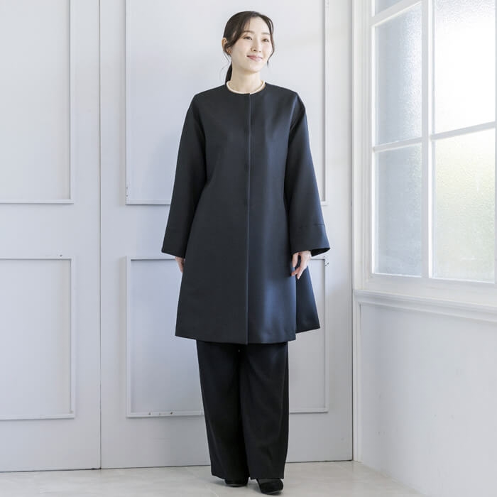 ミディ丈のフォーマルコート 9号・ブラック｜東京ソワールオンライン