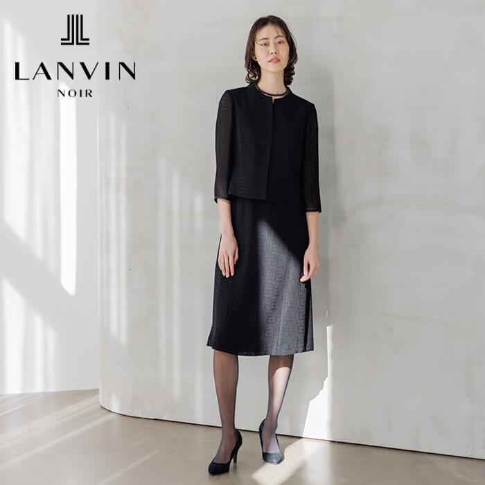 絡み織｜スーツ風の夏用ワンピース 13号・ブラック｜東京ソワール