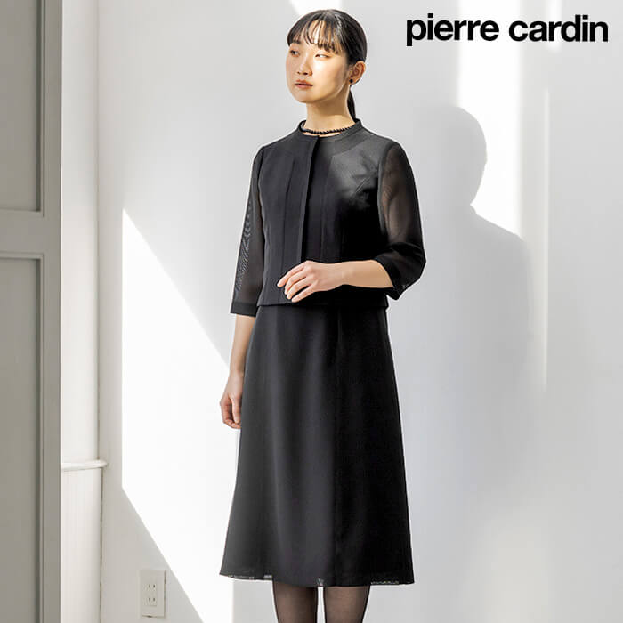 絡みメッシュジャカードの夏ワンピース 9号・ブラック｜東京ソワール