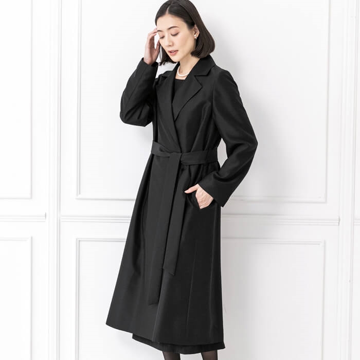 シャンタンのスプリングコート 13号・ブラック｜東京ソワール