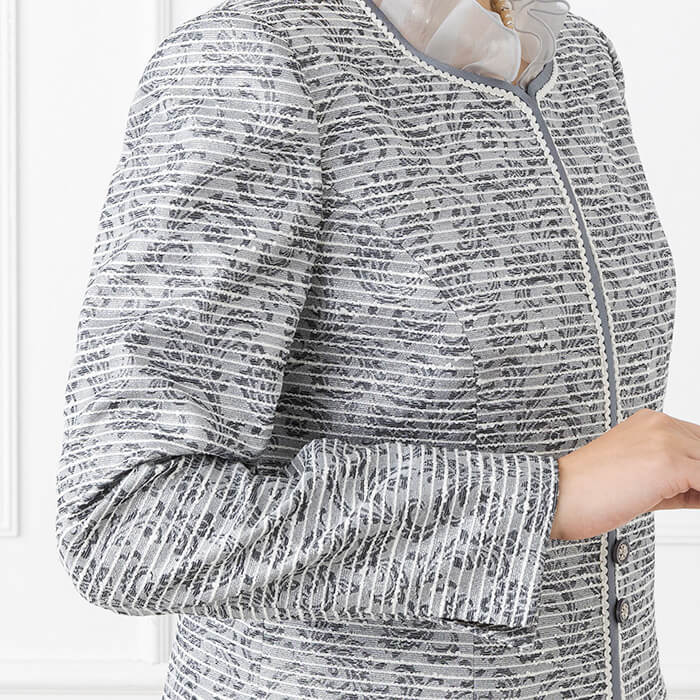 フリルカラーのフォーマルジャケット 9号・グレー｜東京ソワール