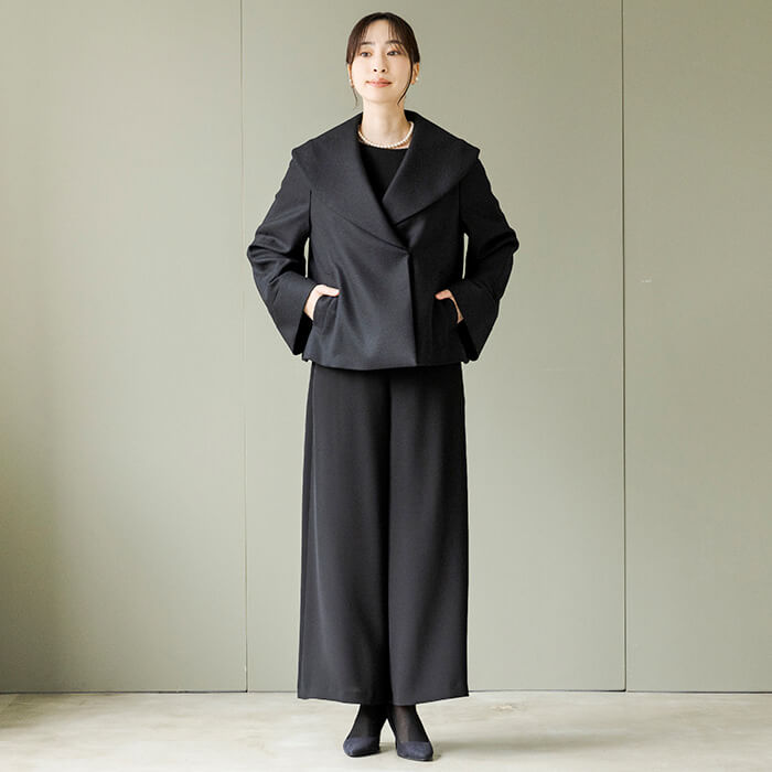 ウール100％のショールカラーコート 9号・ブラック｜東京ソワール