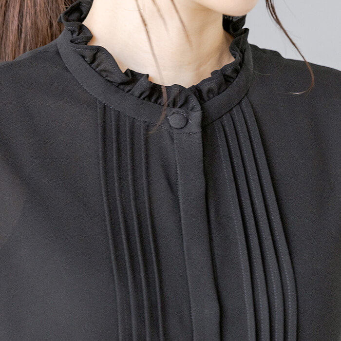 洗える｜フェミニンなピンタックワンピース M・ブラック｜東京