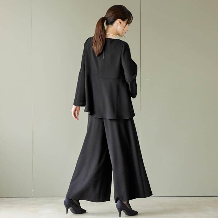 洗える｜ブラウスとワイドパンツのセットアップ M・ブラック｜東京
