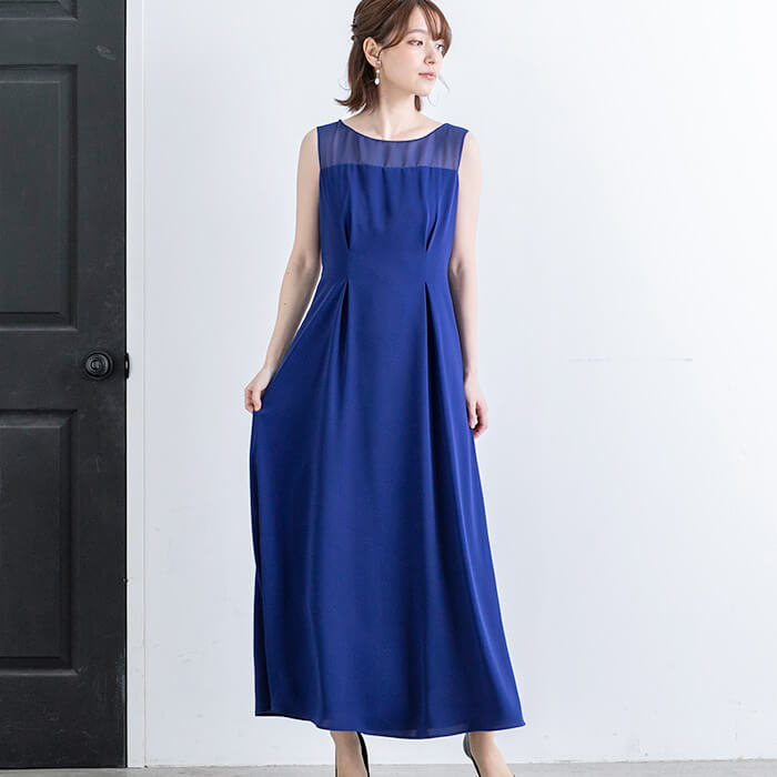 エレガントで美しいケープロングドレス 13号・ロイヤルブルー｜東京