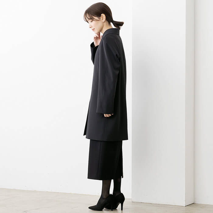 ラグラン仕立てのショールカラーコート 9号・ブラック｜東京ソワール