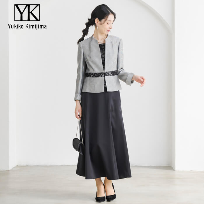 米沢織のフォーマルジャケット 9号・シロクロ｜東京ソワール