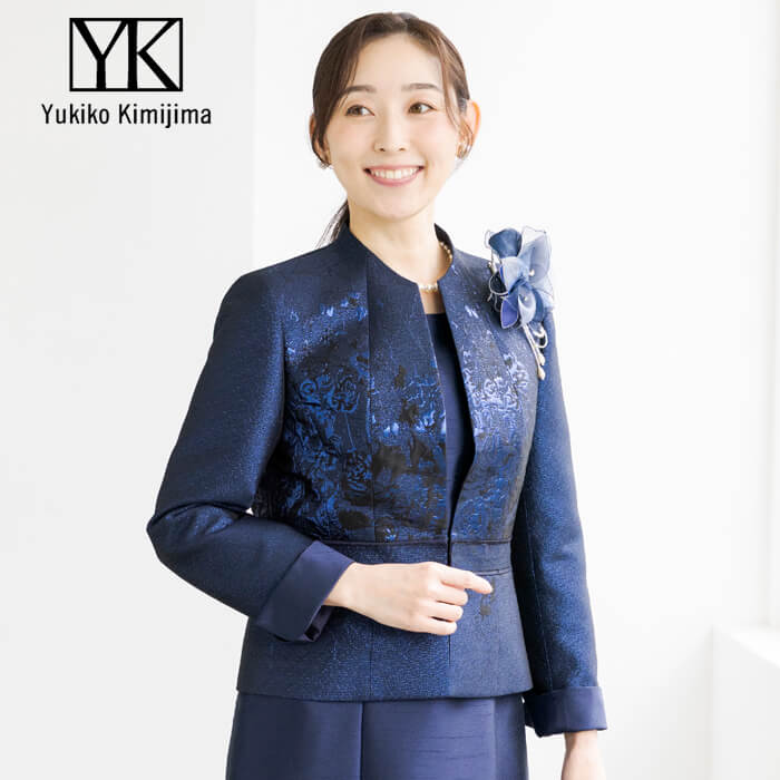 品格漂うラメジャカードジャケット 13号・ネイビー｜東京ソワール