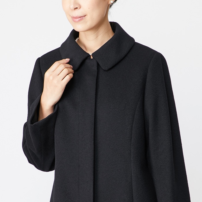 ショールカラーのウールコート 17号・ブラック｜東京ソワール
