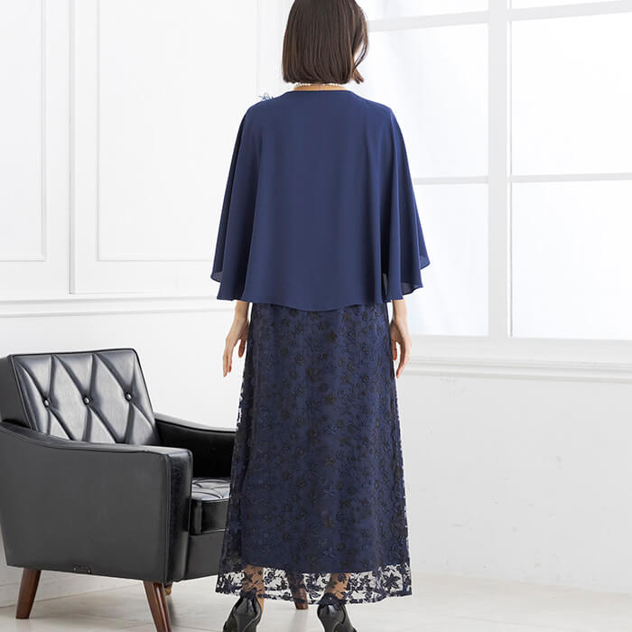 ケープ付きマザードレス 9号・ネイビー｜東京ソワールオンラインストア
