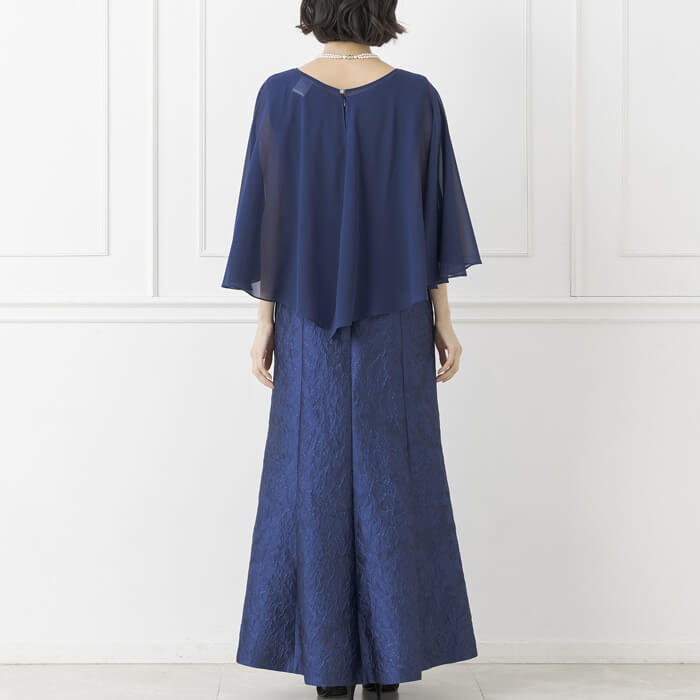 ケープ付きロングドレス 11号・ネイビー｜東京ソワールオンラインストア
