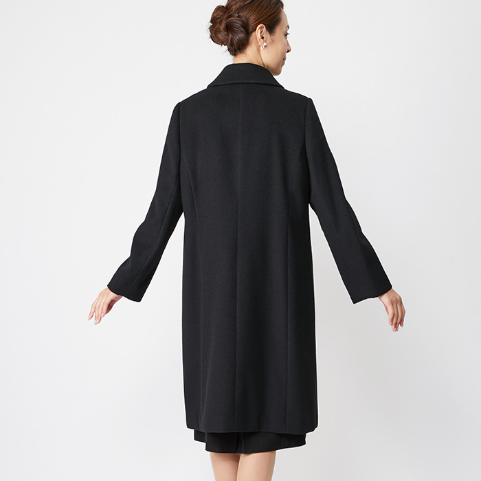 ショールカラーのウールコート 17号・ブラック｜東京ソワール