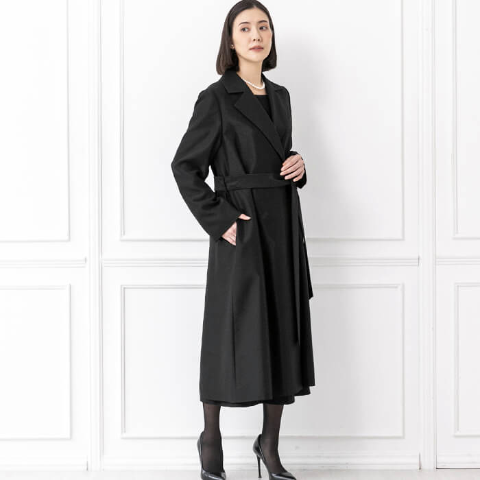 シャンタンのスプリングコート 13号・ブラック｜東京ソワール