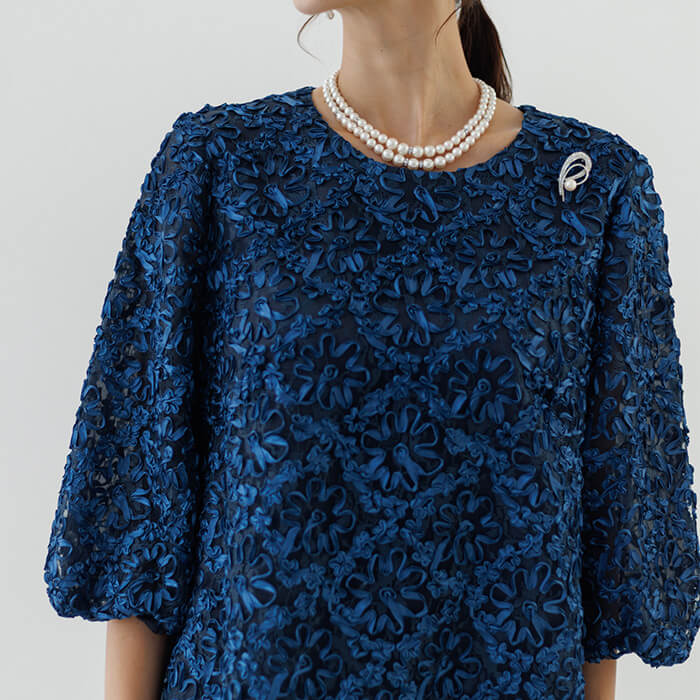 15号～19号｜リボン刺繍がポイントのセットアップ 19号・ネイビー