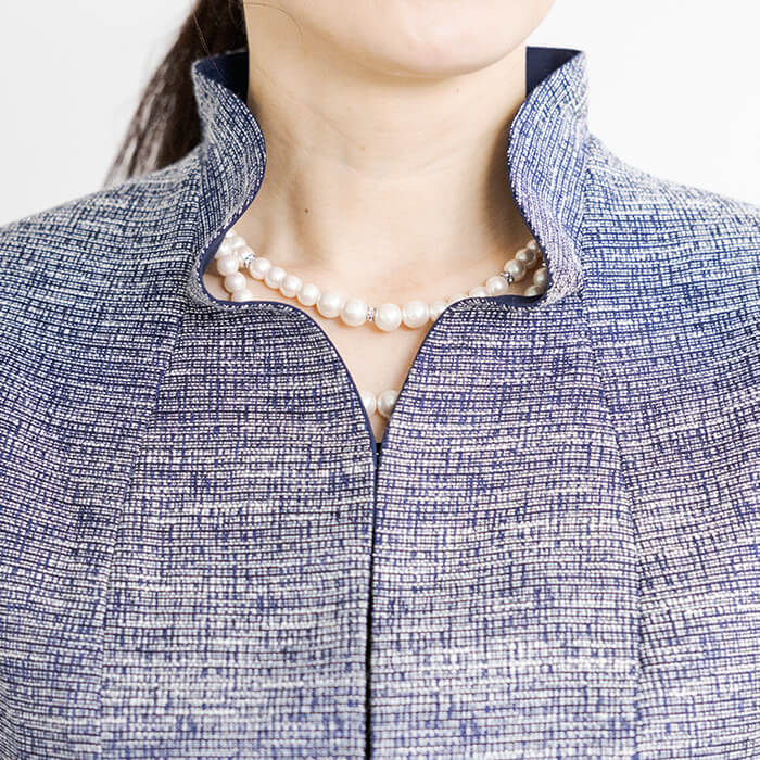 ラメジャカードのジャケット 13号・ネイビー｜東京ソワール