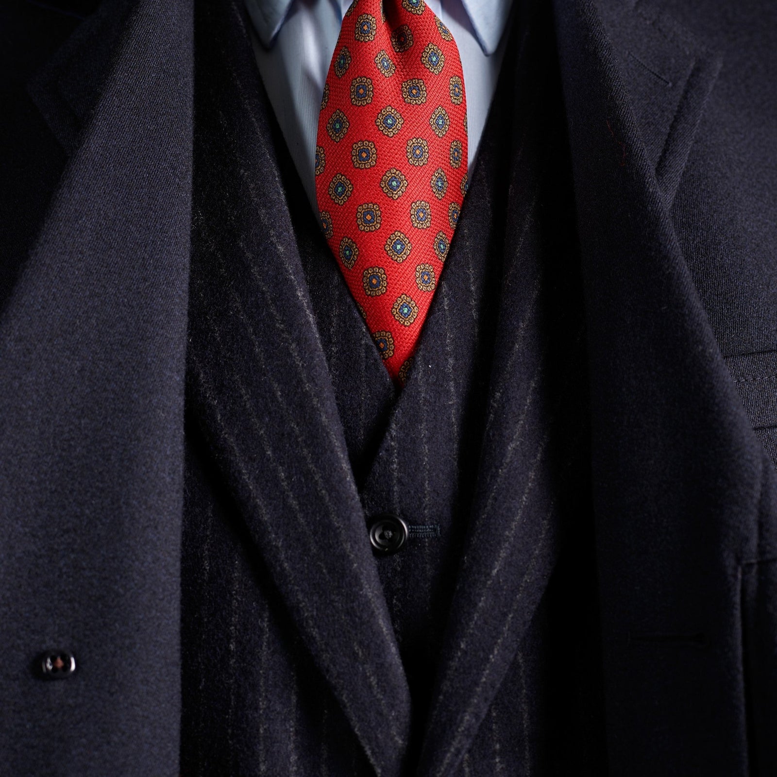 CL2-52 : Classic Flannel Narrow Chalk Stripe Navy – Fox Brothers