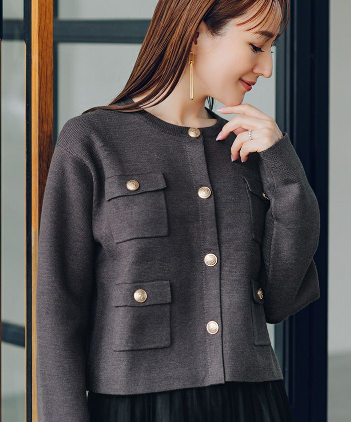 ゴールド釦ニットカーディガン/ジャケット | ur's（ユアーズ）