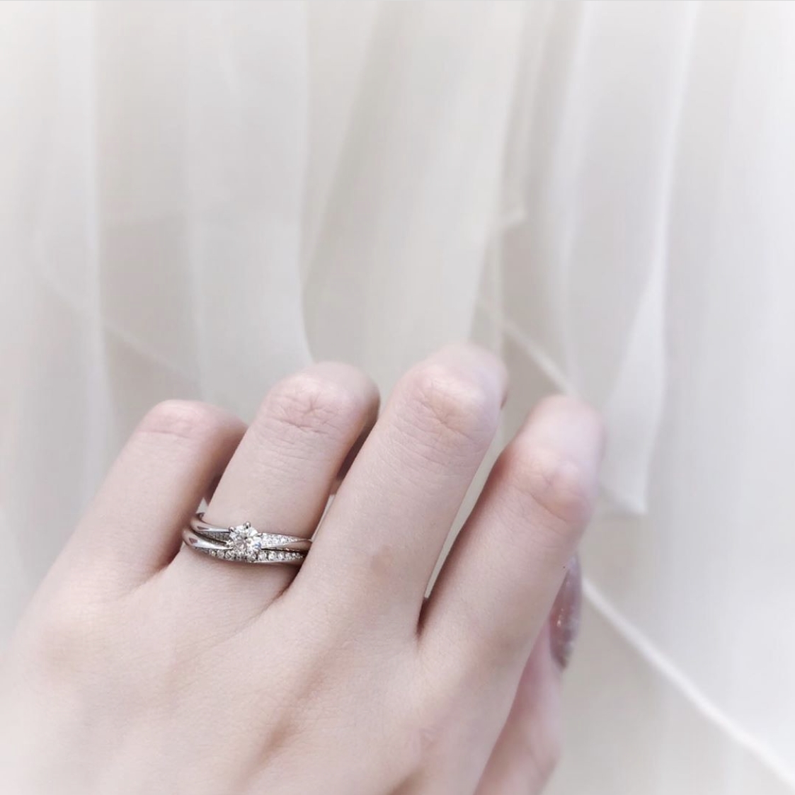 婚約・結婚指輪の重ね付け 「Mermaid Wave - plain type -」セット