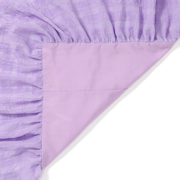 シアーチェック フリル 掛け布団カバー シングル パープル