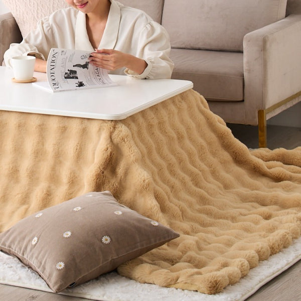 EC限定】ポコモコファー こたつブランケット 2400×1900 イエロー