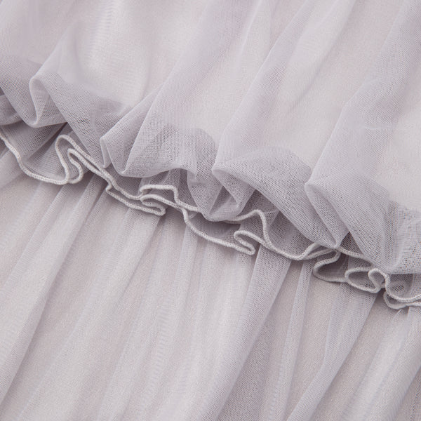 チュールバルーン ダブルカーテン H1350×W1000 ライトグレー（レース