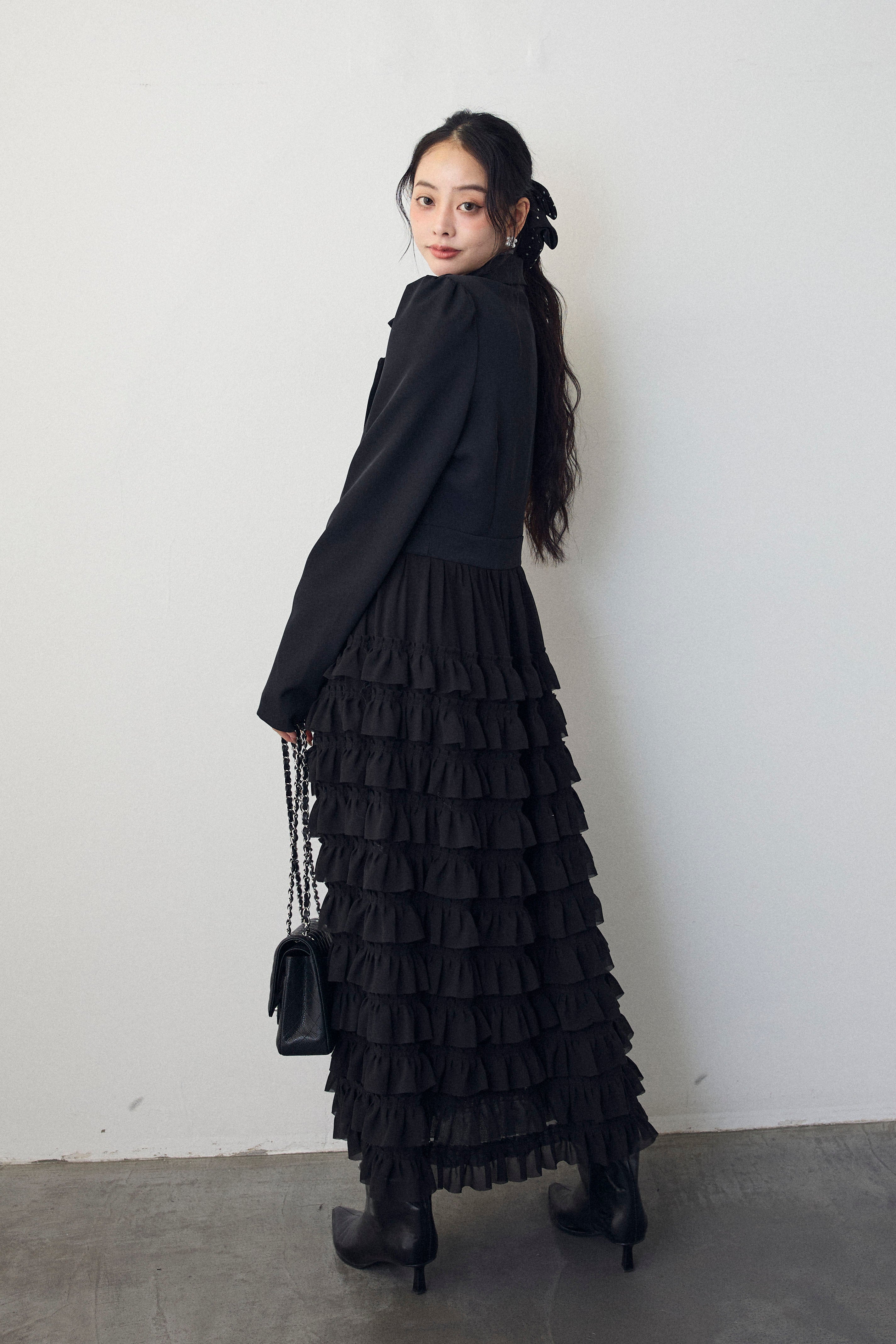 予約]ティアードチュールドッキングジャケットワンピース – Frene