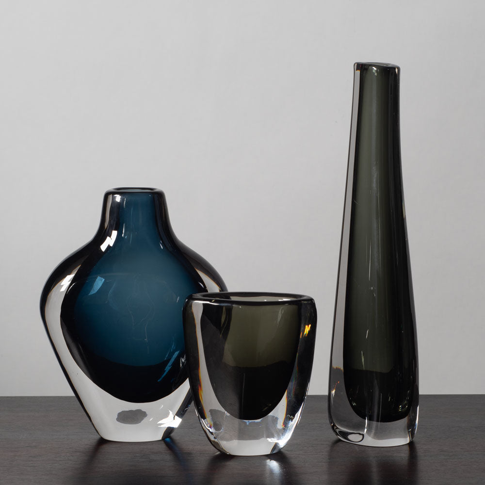 Nils Landberg for Orrefors, Sweden, three sommerso vases. - Freeforms