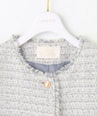 ANY SIS(エニィスィス)のツイードノーカラーミドル ジャケット通販