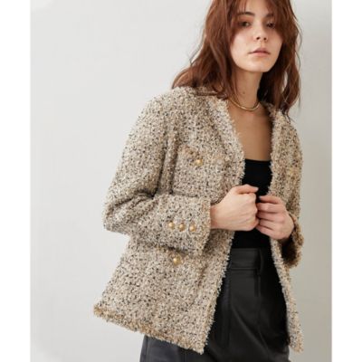 Whim Gazette(ウィム ガゼット)のツイードノーカラージャケット通販