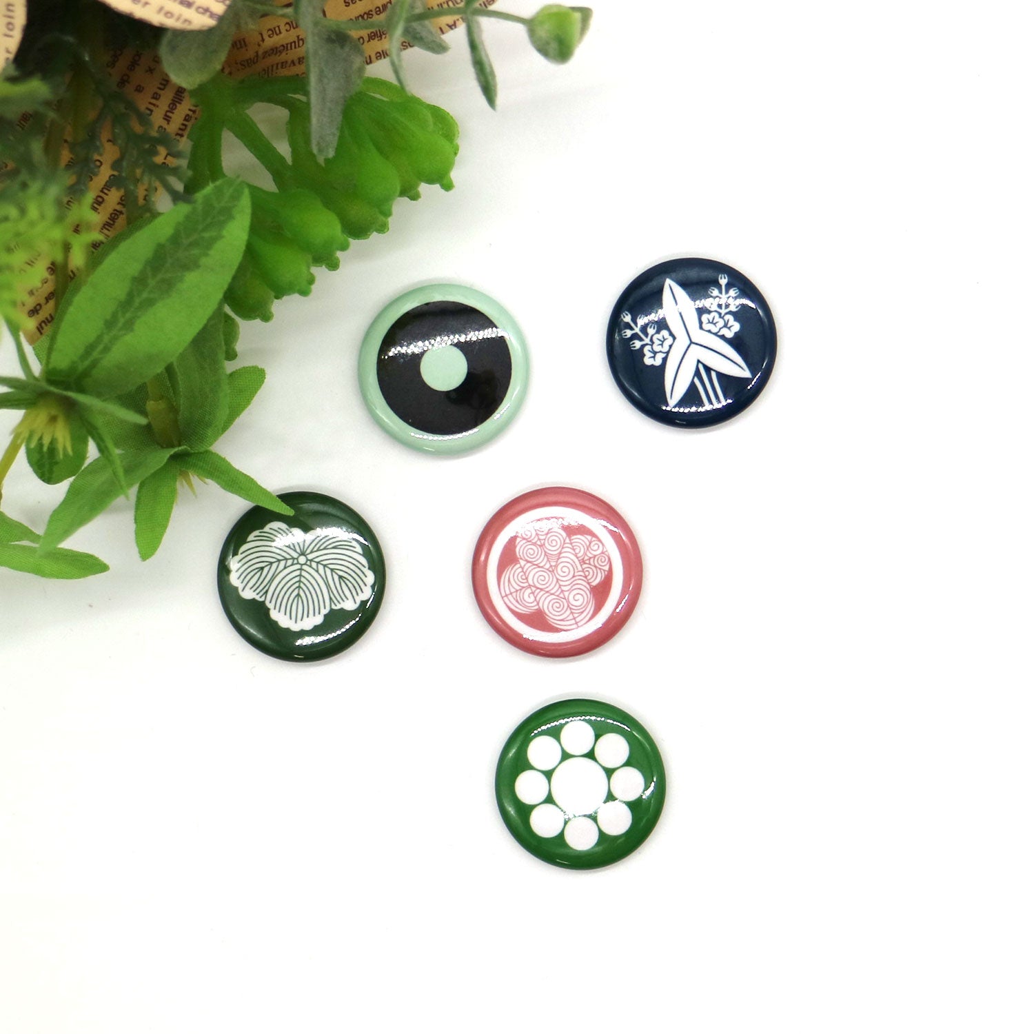 文月 戦国武将 家紋缶バッジ 「関ヶ原東軍家紋」／【福島沢瀉】福島