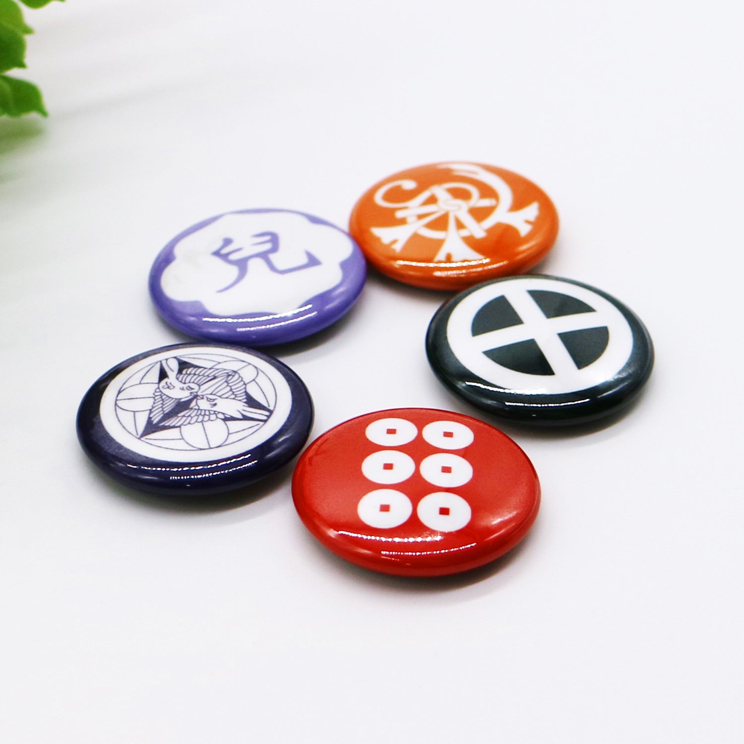 文月 戦国武将 家紋缶バッジ 「西軍武将家紋2」／【児文字】宇喜多秀家