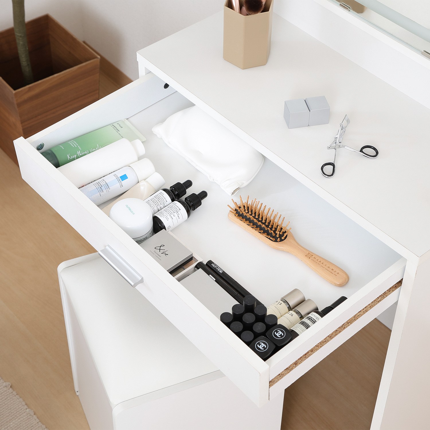 C/D:99546] 三面鏡ドレッサー WH LEDライト付き ｜ ORDERING SHOP