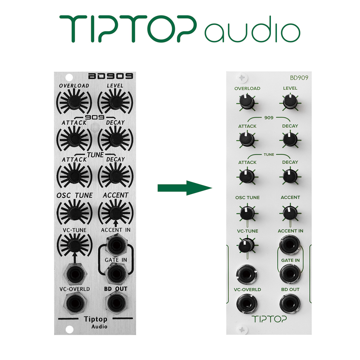 Tiptop Audio ドラム・モジュール、パネル・デザイン変更のお知らせ
