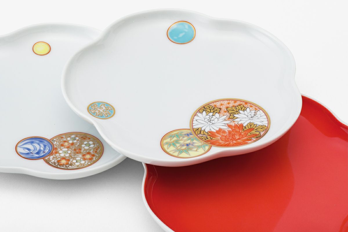 寿赤絵 トリプレット緋（AKE）3枚組径 14cm | 有田焼 深川製磁